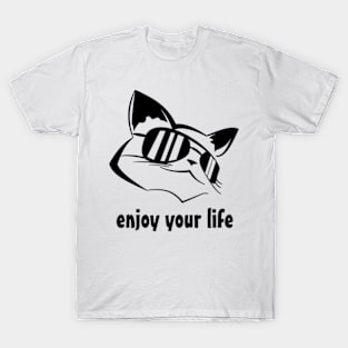 Enjoy your life, cat with sunglasses T-Shirt